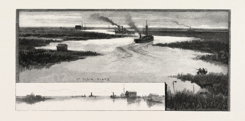 ALONG THE ST. CLAIR FLATS, CANADA, NINETEENTH CENTURY ENGRAVING