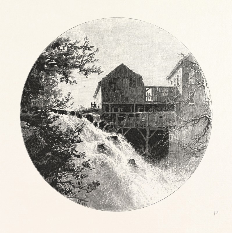 INGLIS FALLS, CANADA, NINETEENTH CENTURY ENGRAVING