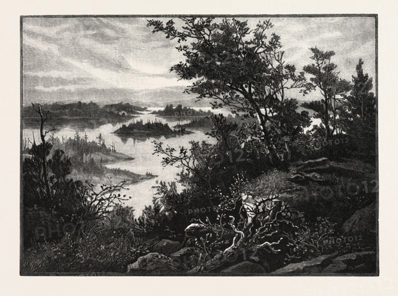 STONY LAKE, NEAR PETERBOROUGH, CANADA, NINETEENTH CENTURY ENGRAVING