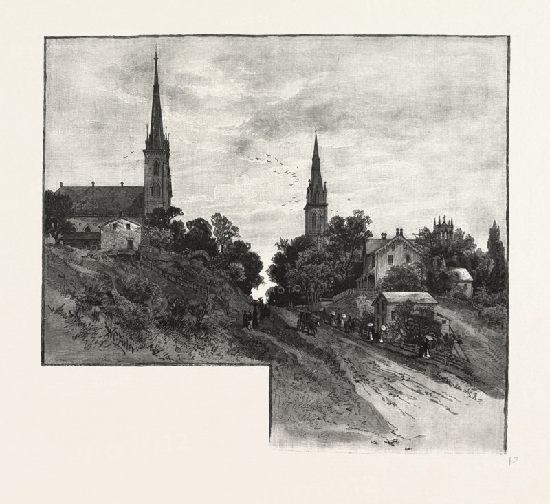A VIEW IN BELLEVILLE, CANADA, NINETEENTH CENTURY ENGRAVING