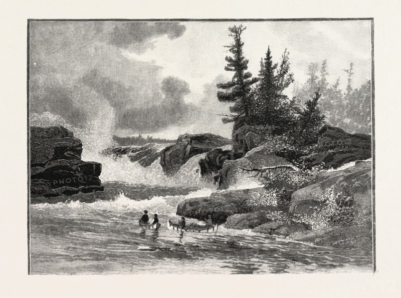 THE LOWER ST. LAWRENCE AND THE SAGUENAY, ON THE UPPER SAGUENAY, CANADA, NINETEENTH CENTURY ENGRAVING