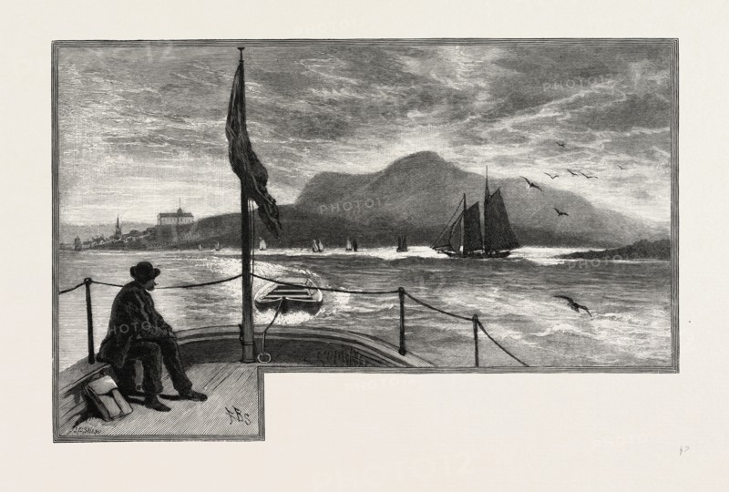 ST. ANDREWS AND MT. CHAMCOOK, CANADA, NINETEENTH CENTURY ENGRAVING