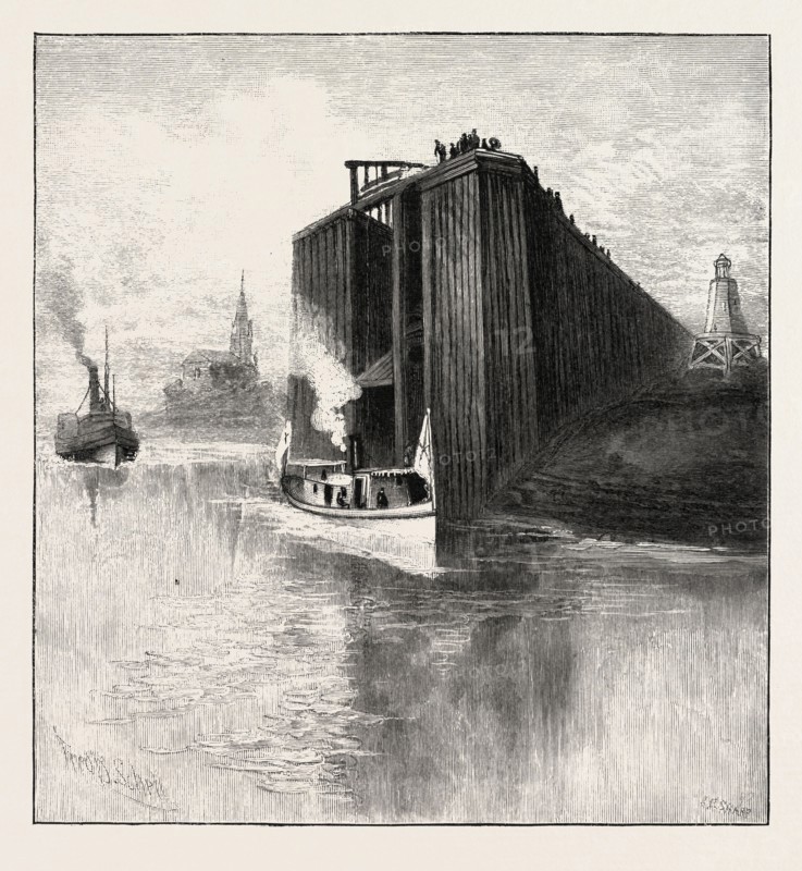 NEW BRUNSWICK, WHARF AT ST. ANDREWS, CANADA, NINETEENTH CENTURY ENGRAVING