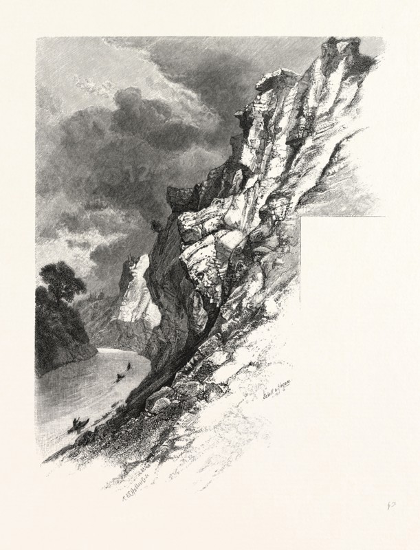 NEW BRUNSWICK, PLASTER ROCKS, TOBIQUE RIVER, CANADA, NINETEENTH CENTURY ENGRAVING