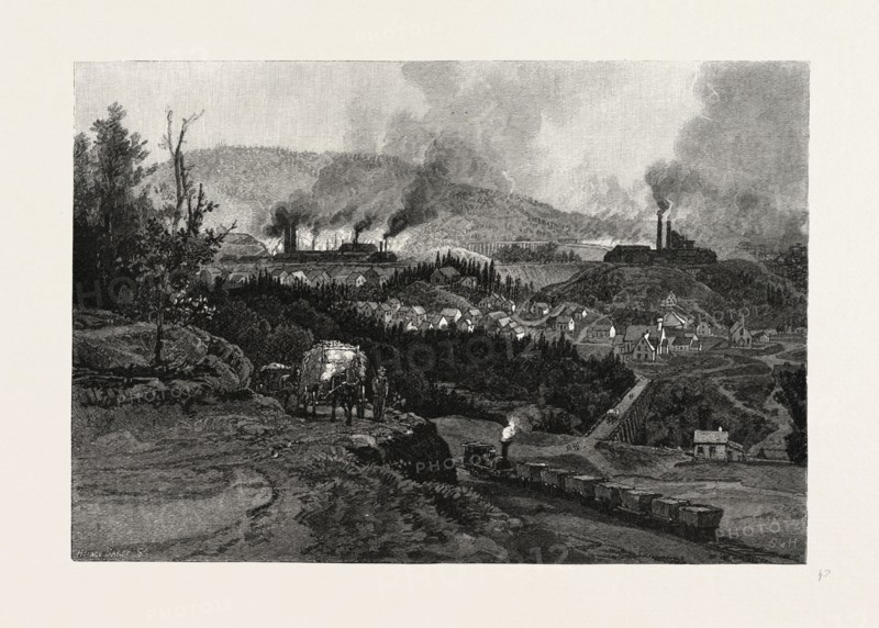 NOVA SCOTIA, ACADIA MINES, CANADA, NINETEENTH CENTURY ENGRAVING