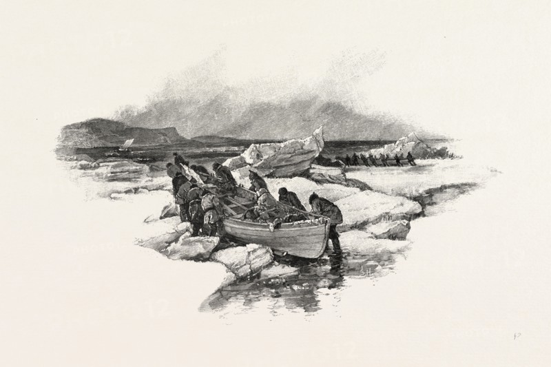 PRINCE EDWARD ISLAND, CROSSING NORTHUMBERLAND STRAIT, FROM CAPE TORMENTINE TO CAPE TRAVERSE, CANADA, NINETEENTH CENTURY ENGRAVING