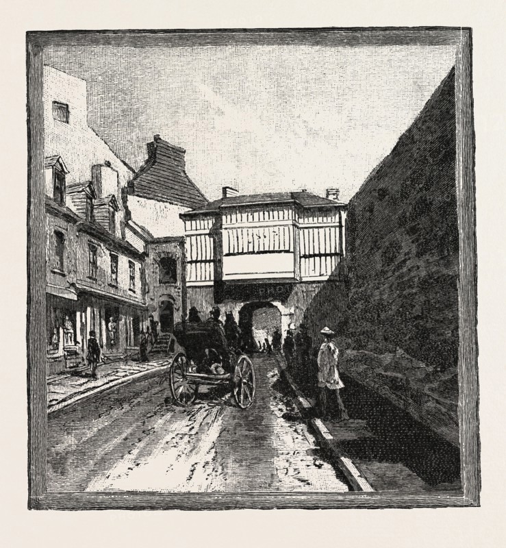 QUEBEC, PRESCOTT GATE, CANADA, NINETEENTH CENTURY ENGRAVING