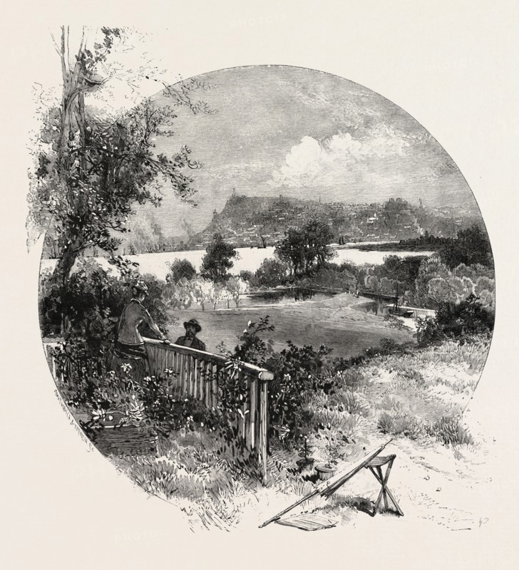 QUEBEC, VIEW FROM THE OLD MANOR HOUSE AT BEAUPORT, CANADA, NINETEENTH CENTURY ENGRAVING