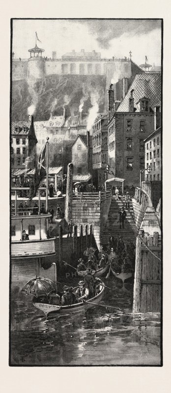 QUEBEC, LOOKING FROM THE WHARVES, CANADA, NINETEENTH CENTURY ENGRAVING