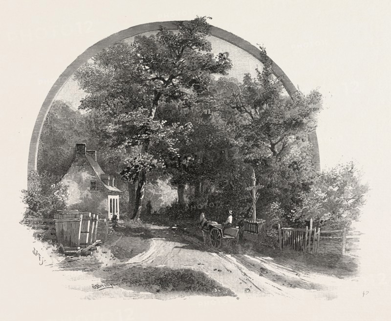 ON THE ROAD TO ST. JOACHIM, CANADA, NINETEENTH CENTURY ENGRAVING