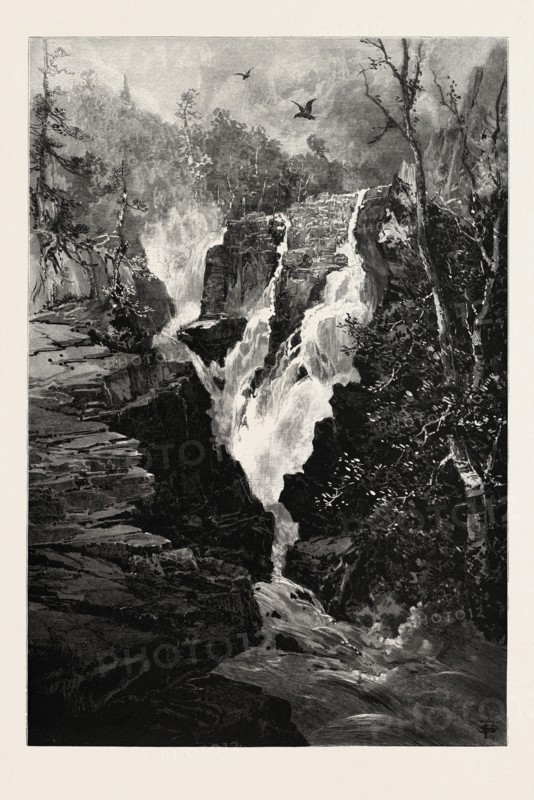 FALLS OF STE. ANNE, CANADA, NINETEENTH CENTURY ENGRAVING