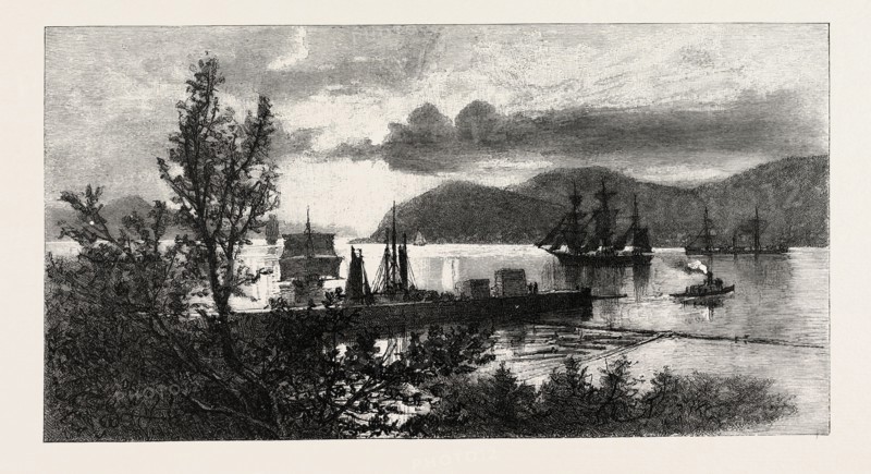 FRENCH CANADIAN LIFE, CAP ROUGE, CANADA, NINETEENTH CENTURY ENGRAVING