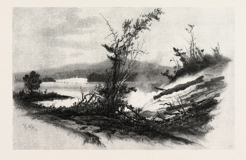 QUIO, FROM THE CHATS, CANADA, NINETEENTH CENTURY ENGRAVING