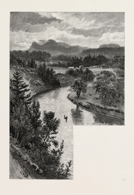THE UPPER LAKES, POINTE DE MEURON, CANADA, NINETEENTH CENTURY ENGRAVING