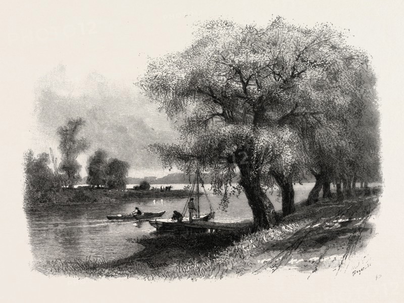 MOUTH OF THE CHIPPEWA RIVER, CANADA, NINETEENTH CENTURY ENGRAVING