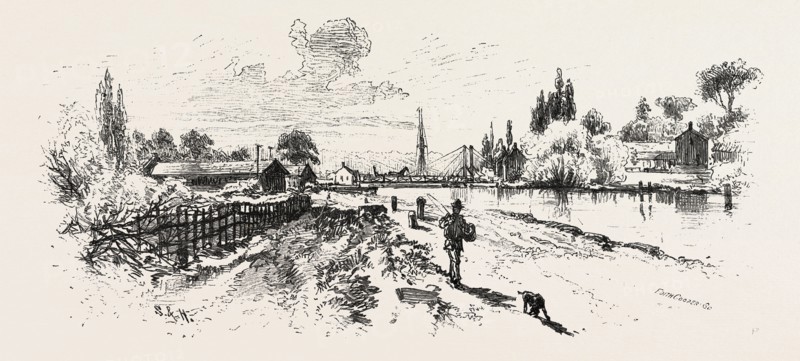 NEAR LOCK No. 2, OLD CANAL, CANADA, NINETEENTH CENTURY ENGRAVING