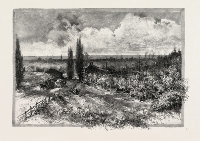 TORONTO, FROM KINGSTON ROAD, CANADA, NINETEENTH CENTURY ENGRAVING