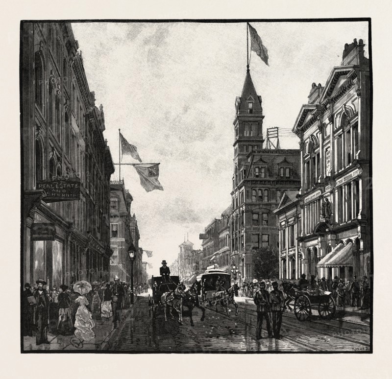KING STREET, WEST, TORONTO, CANADA, NINETEENTH CENTURY ENGRAVING