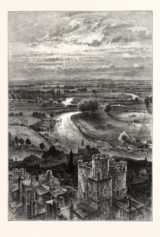 THE THAMES VALLEY, FROM THE ROUND TOWER OF WINDSOR CASTLE, UK, britain, british, europe, united kingdom, great britain, european
