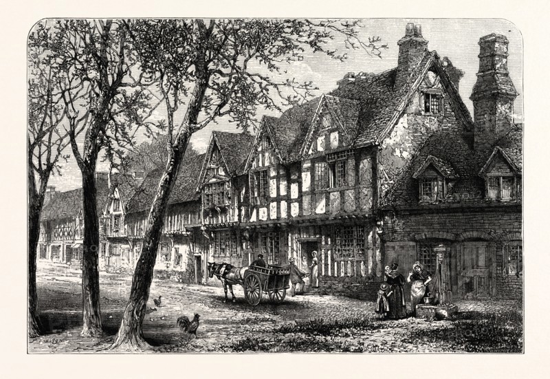 HOUSES UNDER THE CASTLE, WARWICK, UK, britain, british, europe, united kingdom, great britain, european