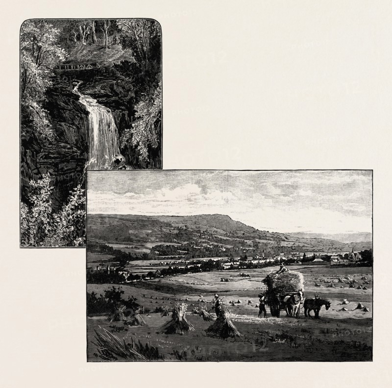 BIRKS OF ABERFELDY (LEFT); ABERFELDY, FROM THE WEST (RIGHT), UK. Aberfeldy  is a burgh in Perth and Kinross, Scotland, on the River Tay.