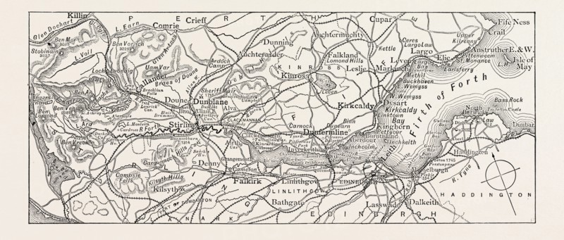 MAP OF THE FORTH, UK, Scotland