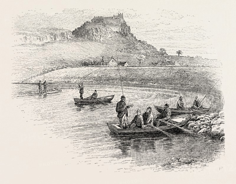 SALMON-FISHING NEAR STIRLING, a city and former ancient burgh in Scotland. UK