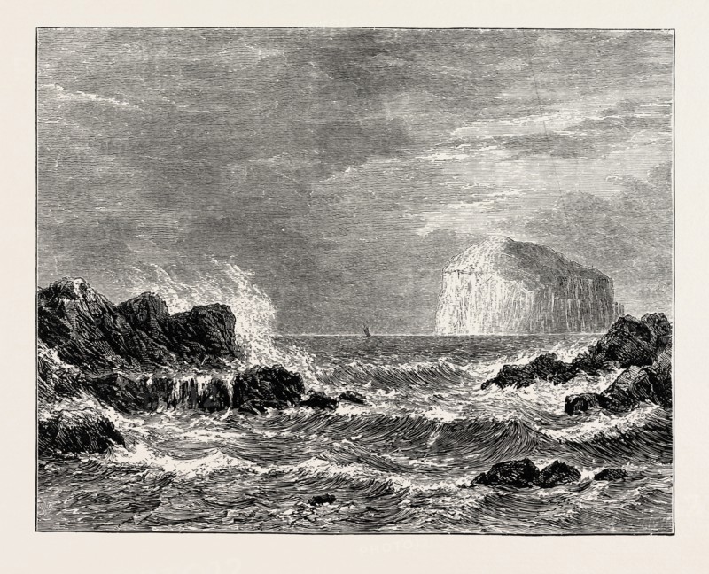 THE BASS ROCK, FROM NORTH BERWICK, an island in the outer part of the Firth of Forth in the east of Scotland. UK
