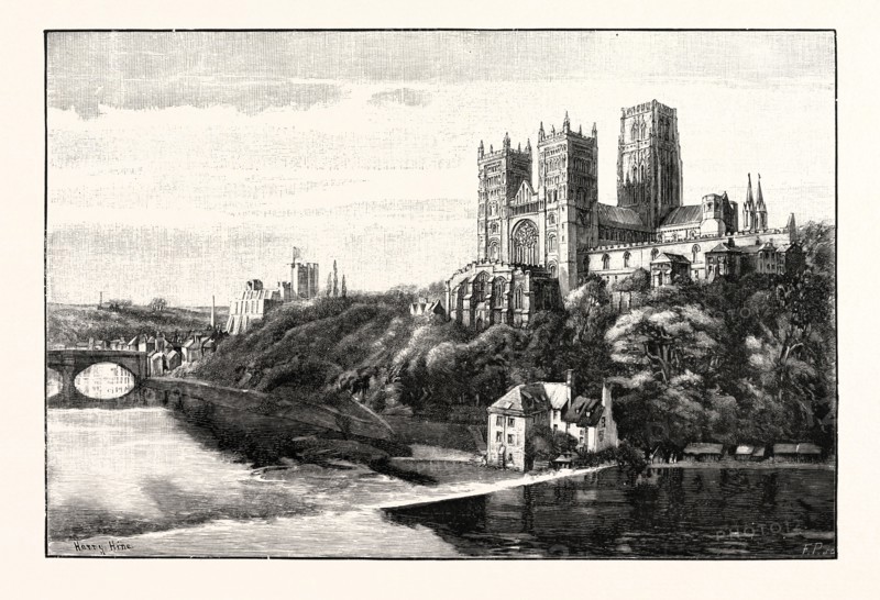 DURHAM CATHEDRAL AND CASTLE, UK.  A city in north east England. Durham is well known for its Norman cathedral and 11th-century castle.