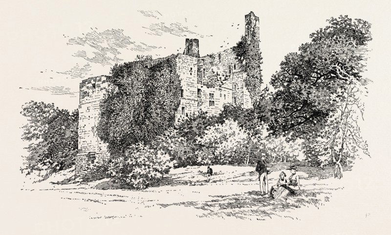RUINS OF HAREWOOD CASTLE, UK. Harewood Castle is a 12th-century stone hall house and courtyard fortress, located on the Harewood Estate, Harewood, in Leeds, West Yorkshire, England.
