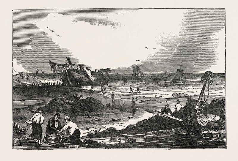 THE BETSY CAINS ASHORE AT TYNEMOUTH, UK, britain, british, europe, united kingdom, great britain, european