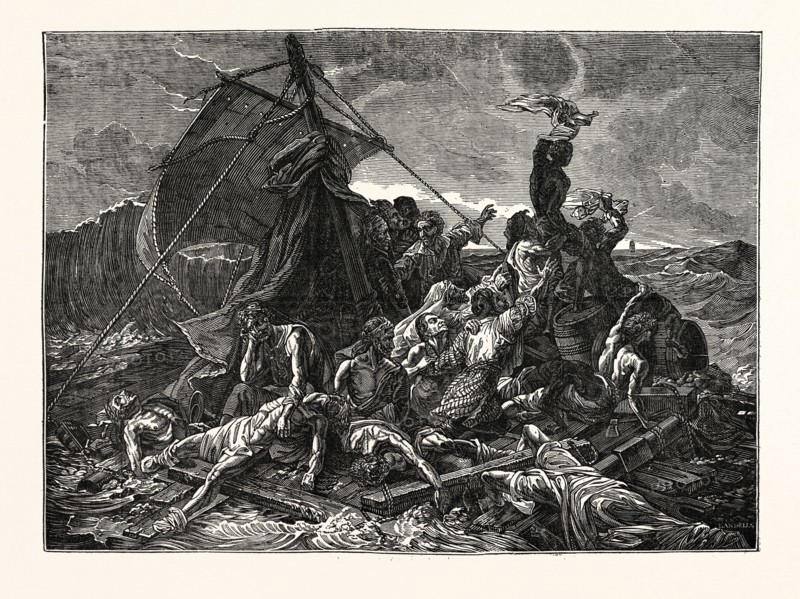 CREW OF THE MEDUSA ON THE RAFT.