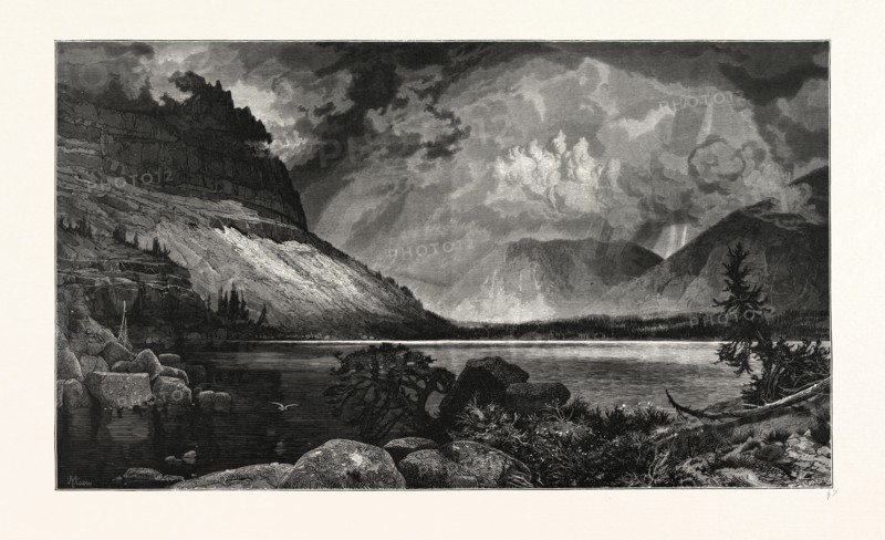 MOORE'S LAKE, UTAH.  Thomas Moran (February 12, 1837 â€ì August 25, 1926) from Bolton, England was an American painter and printmaker of the Hudson River School in New York whose work often featured the Rocky Mountains. USA