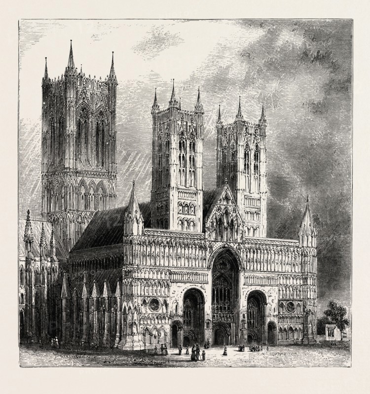 LINCOLN CATHEDRAL, UK. Lincoln Cathedral (in full The Cathedral Church of the Blessed Virgin Mary of Lincoln, or sometimes St. Mary's Cathedral) is a historic cathedral located in Lincoln in England and seat of the Bishop of Lincoln in the Church of England. Building commenced in 1088 and continued in several phases throughout the medieval period.