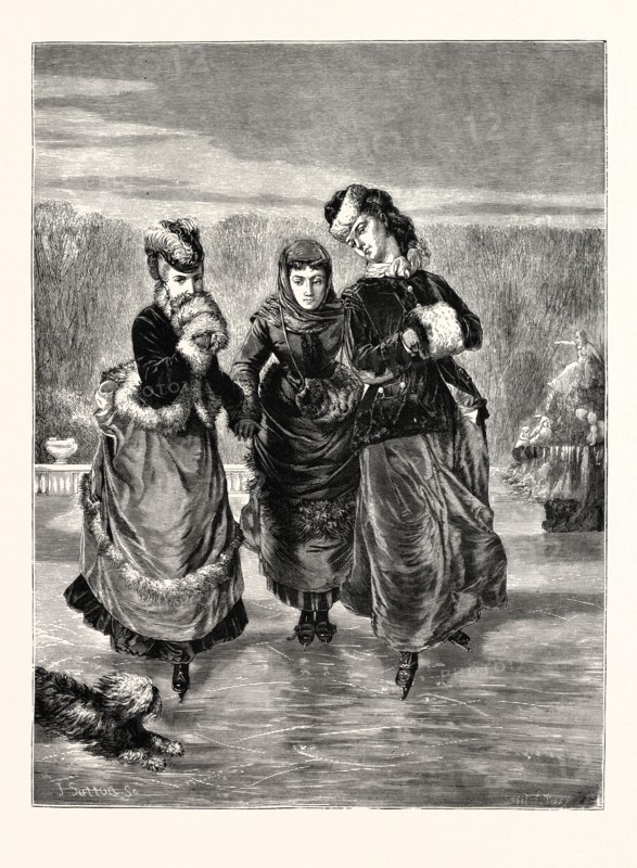 THE FIRST SKATING LESSON. WINTER PASTIMES