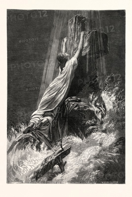 SAVED AND LOST. Religious print.