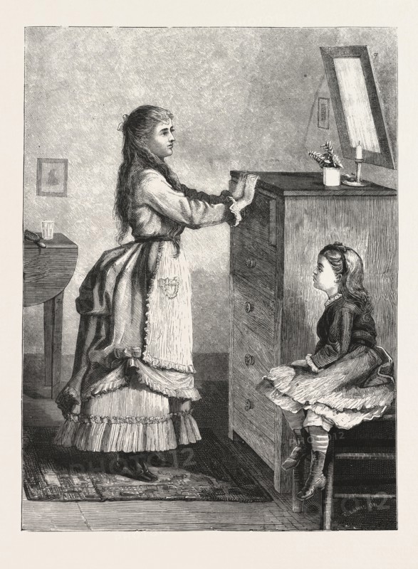 Interior in the cottage, 1876, UK, britain, british, europe, united kingdom, great britain, european