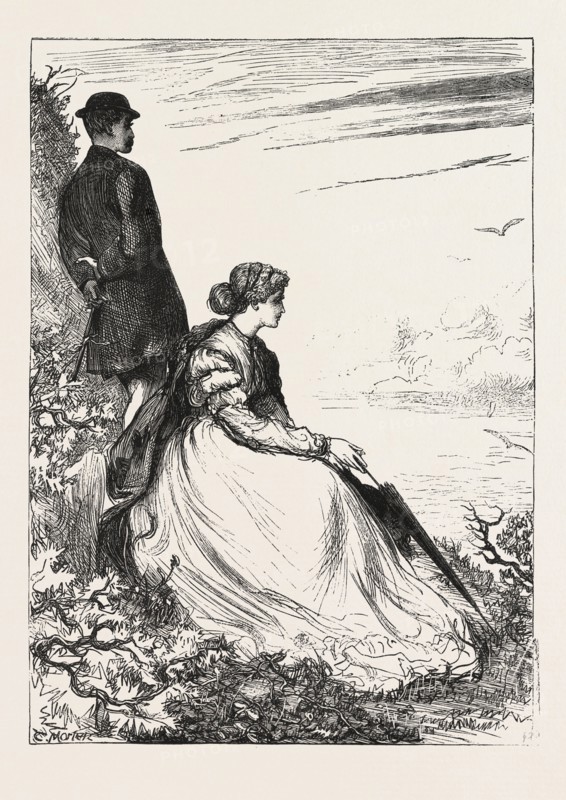 UNDER THE CLIFFS. DRAWN BY T. MORTON. ENGRAVING 1876, UK, britain, british, europe, united kingdom, great britain, european