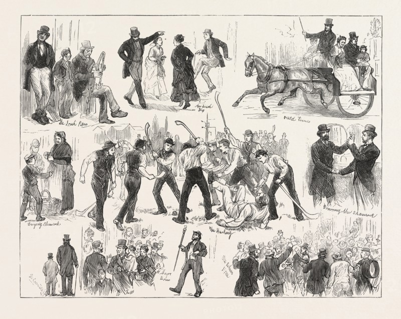 GATHERING AT THE ALEXANDRA PALACE IN HONOUR OF ST. PATRICK., LONDON, ENGRAVING 1876, UK, britain, british, europe, united kingdom, great britain, european