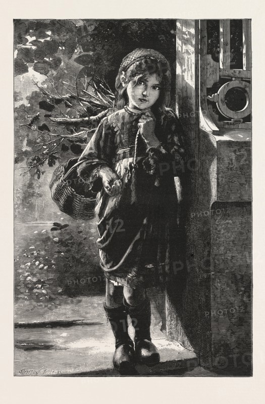 ONLY A HALFPENNY, PLEASE!, From the Picture by M. Perrault, ENGRAVING 1876