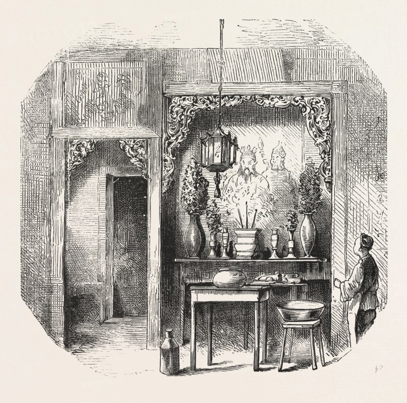 HOUSE HOLD CODS, THE CHINESE QUARTERS, SAN FRANCISCO, ENGRAVING 1876, US, USA, America, United States