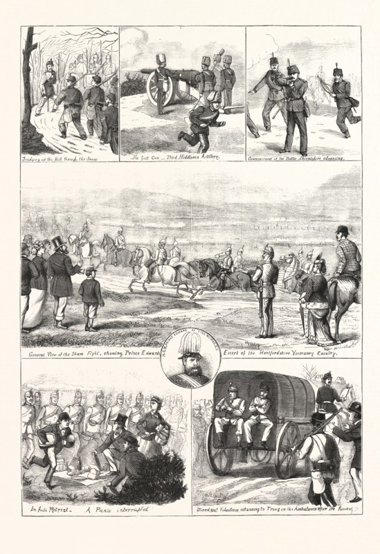 EASTER MONDAY WITH THE VOLUNTEERS AT TRING, ENGRAVING 1876, UK, britain, british, europe, united kingdom, great britain, european