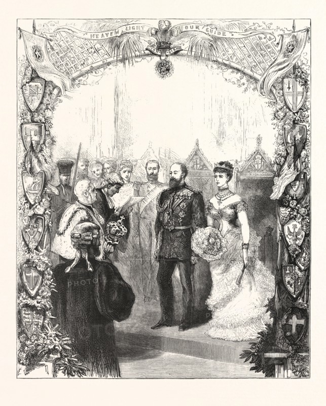 THE CITY OF LONDON'S WELCOME TO THE PRINCE OF WALES : PRESENTATION OF THE ADDRESS IN THE GUILDHALL, LONDON, ENGRAVING 1876, UK, britain, british, europe, united kingdom, great britain, european