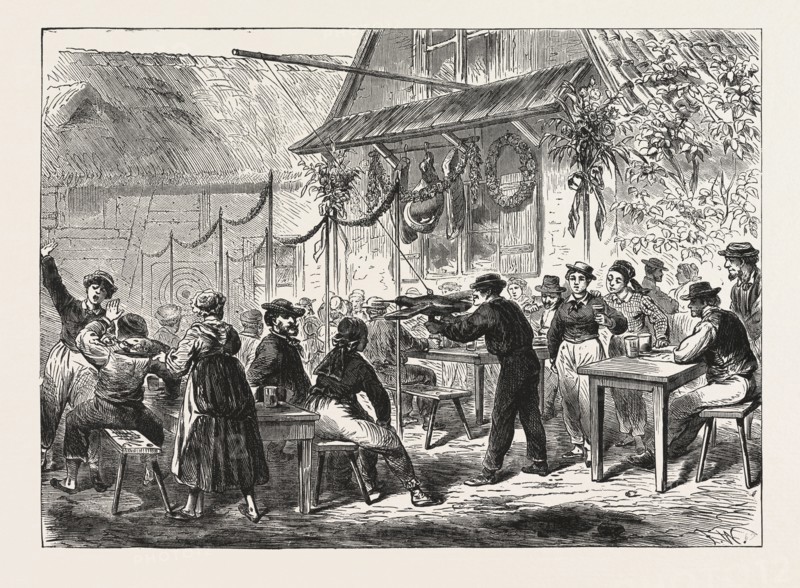 WHITSUNTIDE SPORTS IN BELGIUM: THE GAME OF THE TARGET, ENGRAVING 1876