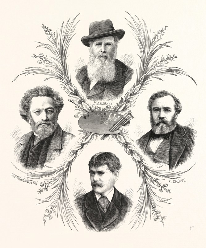 THE ROYAL ACADEMY: RECENTLY-ELECTED ASSOCIATES, ENGRAVING 1876, UK, britain, british, europe, united kingdom, great britain, european