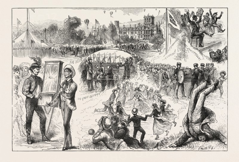 SKETCHES AT THE SUMMER FETE OF THE EARLSWOOD ASYLUM, ENGRAVING 1876, UK, britain, british, europe, united kingdom, great britain, european