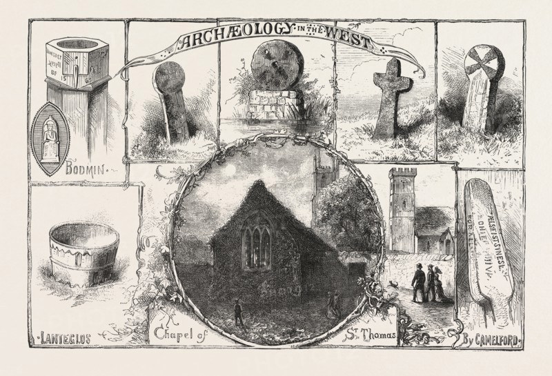 VISIT OF THE ARCHEOLOGICAL ASSOCIATION TO CORNWALL, ENGRAVING 1876, UK, britain, british, europe, united kingdom, great britain, european