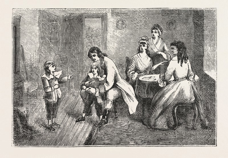 SCENE FROM  THE VICAR OF WAKEFIELD, ENGRAVING 1876, UK, britain, british, europe, united kingdom, great britain, european