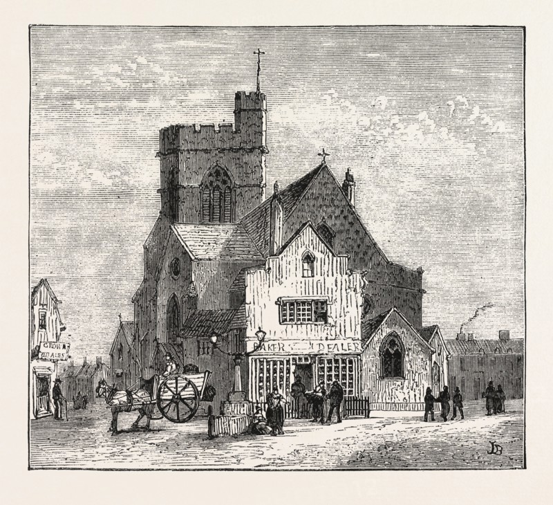 THE NORTH OF LONDON, HIGH STREET, BARNET, ENGRAVING 1876, UK, britain, british, europe, united kingdom, great britain, european