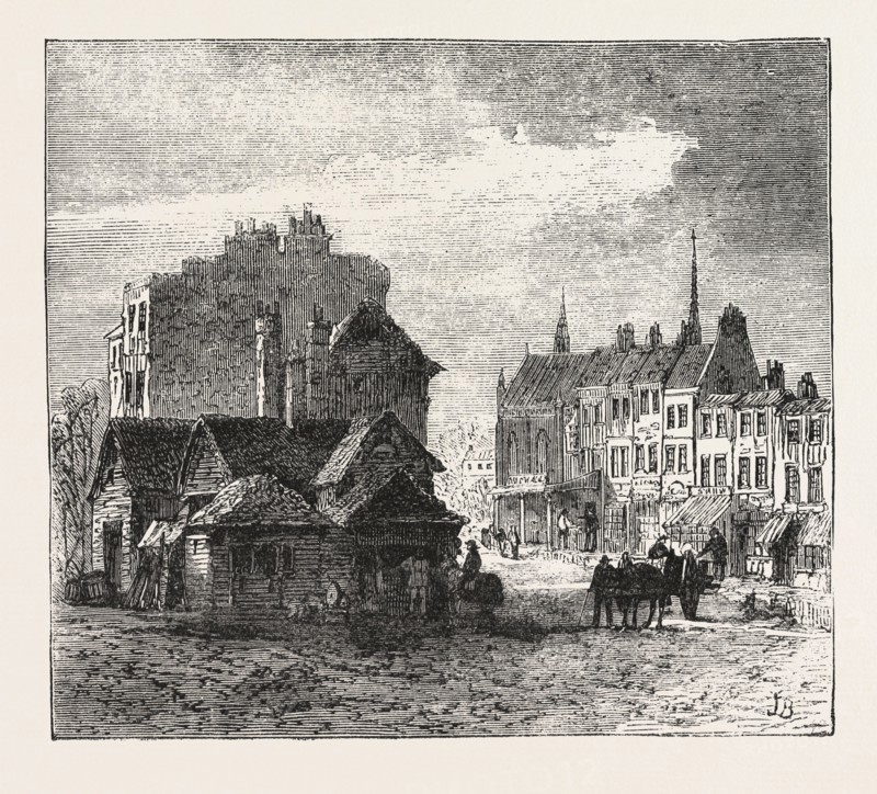 THE NORTH OF LONDON, HIGHGATE HIGH STREET, ENGRAVING 1876, UK, britain, british, europe, united kingdom, great britain, european